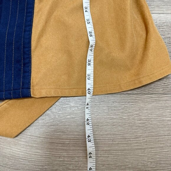 Van Heusen Mens Robe VTG 70s Velour Tan Blue Pockets One Size Swanky Kimono Styl - Picture 9 of 13